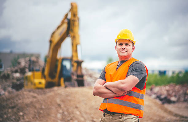 Construction workers at work site